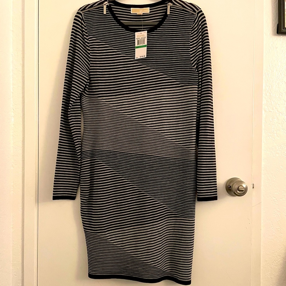 Striped, long sleeve, sweater dress